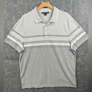 MICHAEL KORS Men's XLARGE‎ Short Sleeve GRAY HEATHER White Stripes POLO SHIRT